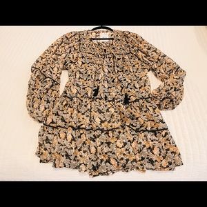 Free Swinging Black Floral Ruffled Mini Dress